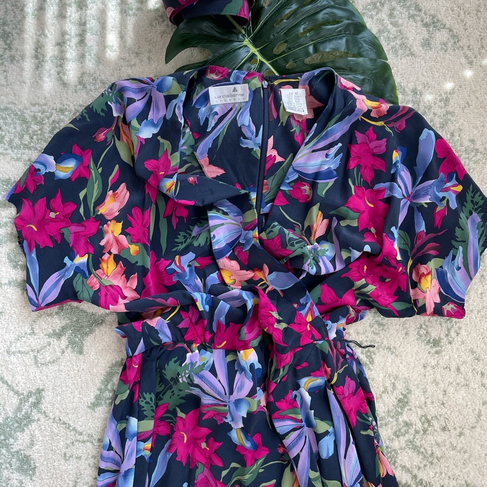 Vintage Liz Claiborne 100% silk floral dress